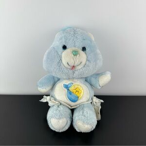 1983 Kenner Care Bears Tugs Baby Blue Diaper Star 13” 80s Plush Stuffed Animal